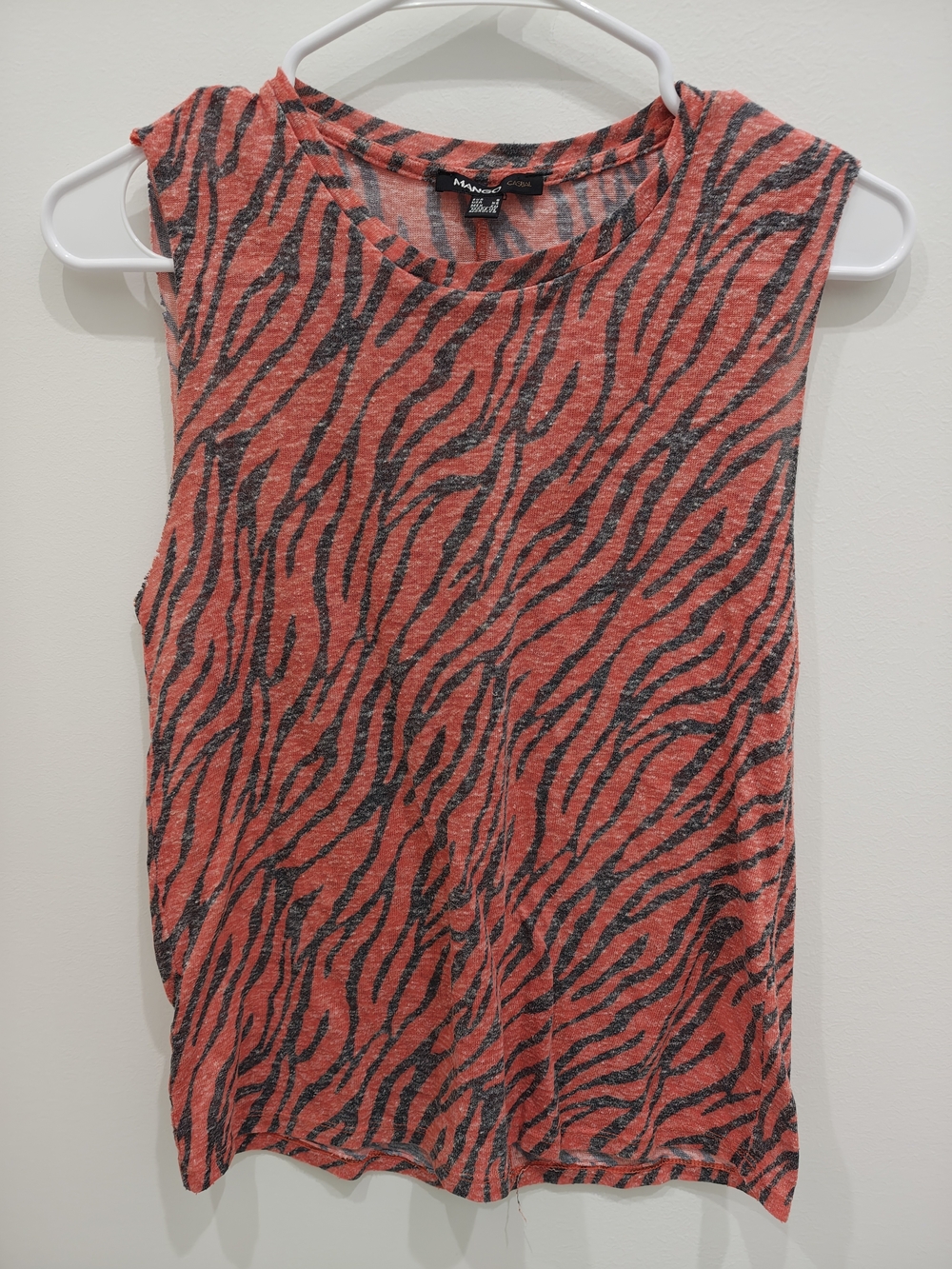 Mango Coral Zebra-Print Knit Sleeveless Tank